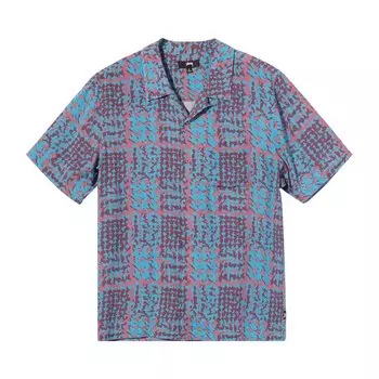 Рубашка Stussy Hand Drawn Houndstooth Shirt, синий
