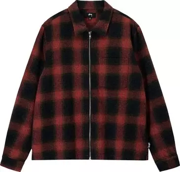 Рубашка Stussy Hank Plaid Zip Shirt 'Red', красный
