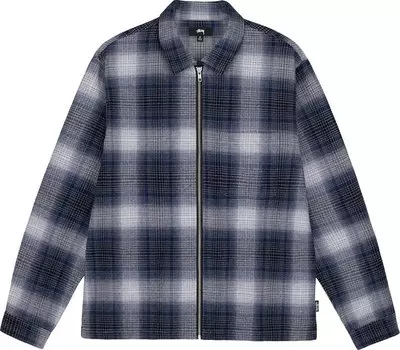 Рубашка Stussy Jack Shadow Plaid Zip Shirt 'Navy', синий