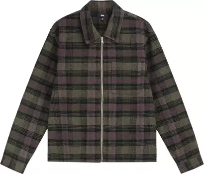 Рубашка Stussy Reed Wool Plaid Zip Shirt 'Green', зеленый