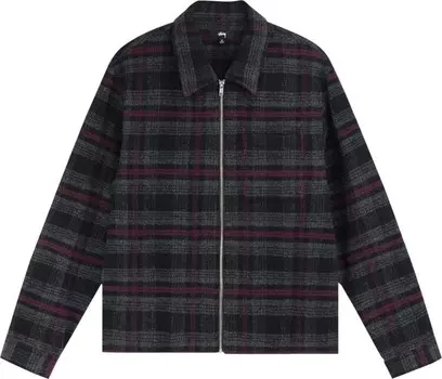 Рубашка Stussy Reed Wool Plaid Zip Shirt 'Black', черный