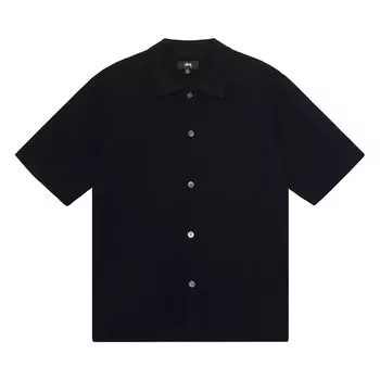 Рубашка Stussy с перфорацией и завитками, цвет Черный