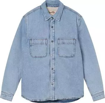 Рубашка Stussy Sherpa Lined Denim Shirt 'Light Denim', синий