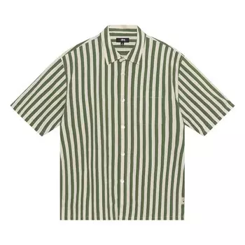 Рубашка Stussy Striped Boxy Flat Hem Shirt, зеленый