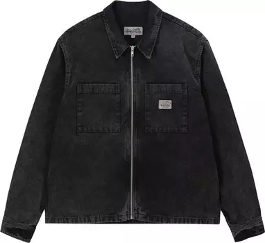 Рубашка Stussy Washed Canvas Zip Shirt 'Black', черный