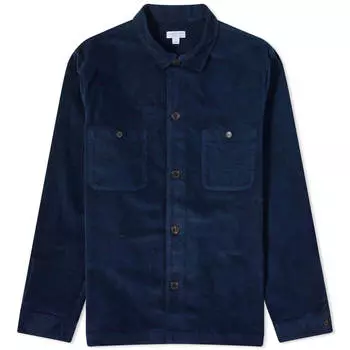 Рубашка Sunspel Cellular Cord Overshirt, темно-синий