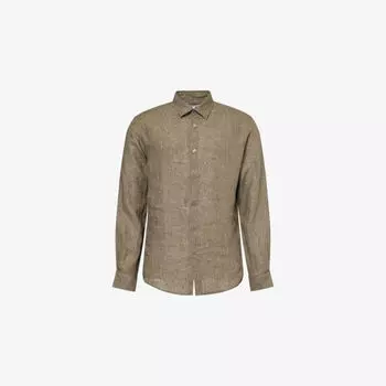 Рубашка Sunspel из льна с длинным рукавом свободного кроя, зеленый