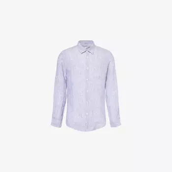 Рубашка Sunspel полосатая льняная свободного кроя, сине-белый