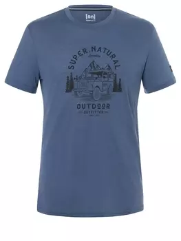 Рубашка super.natural fr Herren, kurzam aus Merino, синий