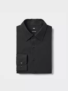 Рубашка super non-iron regular fit обычный воротник Uniqlo, черный