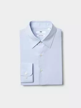 Рубашка super non-iron regular fit в клетку Uniqlo, цвет 61 синий