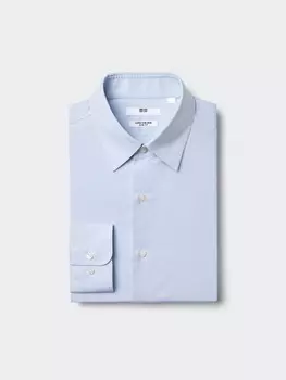 Рубашка super non-iron slim fit в клетку Uniqlo, цвет 61 синий