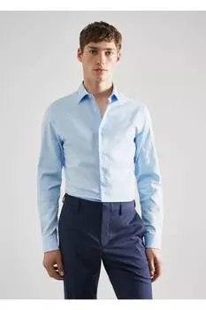 Рубашка Super Slim Fit из поплина Mango, синий