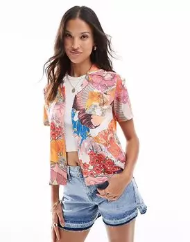 Рубашка Superdry Beach resort в цвете кам-коралл