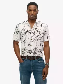 Рубашка Superdry Linen Blend Short, цвет optic/bamboo