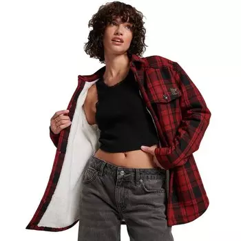 Рубашка Superdry Vintage Borg Check Overshirt, красный