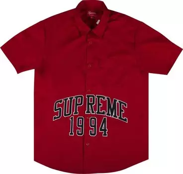 Рубашка Supreme Arc Logo Short-Sleeve Work Shirt 'Red', красный