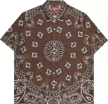 Рубашка Supreme Bandana Silk Short-Sleeve Shirt 'Brown', коричневый