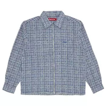 Рубашка Supreme Boucl Zip Up Shirt, синий