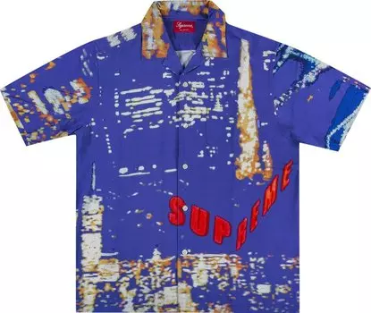 Рубашка Supreme City Lights Rayon Short-Sleeve Shirt 'Purple', фиолетовый
