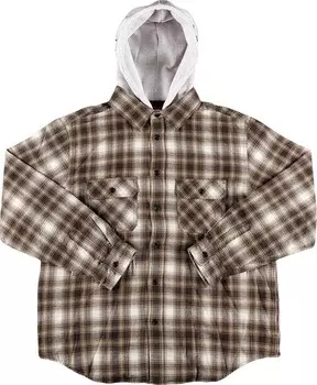 Рубашка Supreme Hooded Flannel Zip Up Shirt 'Brown', коричневый
