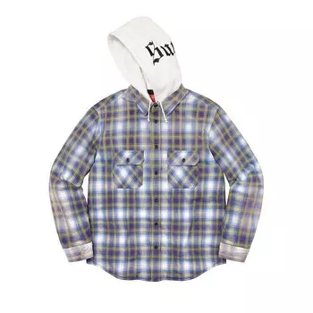 Рубашка Supreme Hooded Flannel Zip Up Shirt Blue, синий