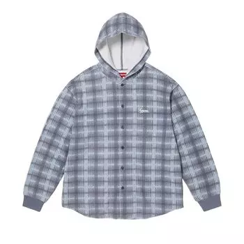 Рубашка Supreme Hooded Plaid Knit Shirt Blue, синий