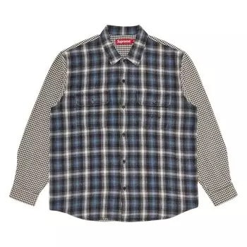 Рубашка Supreme Houndstooth Plaid Flannel 'Navy', синий
