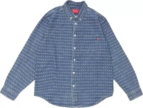 Рубашка Supreme Jacquard Logos Denim Shirt 'Blue', синий