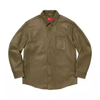 Рубашка Supreme Leather Shirt Olive, зеленый