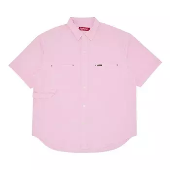 Рубашка Supreme Loose Fit Short-Sleeve Denim Painter Shirt, розовый