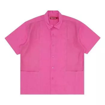 Рубашка Supreme Mesh Panel Linen Short-Sleeve Shirt, розовый