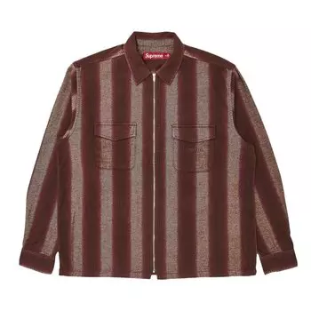Рубашка Supreme Stripe Flannel Zip Up 'Brown', коричневый