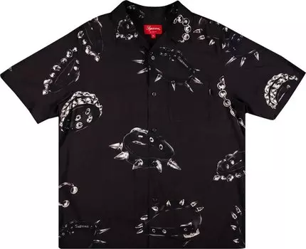 Рубашка Supreme Studded Collars Rayon Short-Sleeve Shirt 'Dusty Black', черный