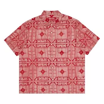 Рубашка Supreme Tray Jacquard Short-Sleeve Shirt, красный