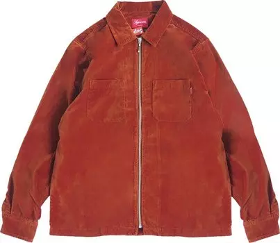 Рубашка Supreme Velvet Zip Up Shirt 'Rust', оранжевый
