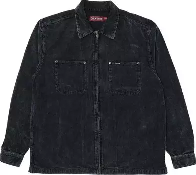Рубашка Supreme Washed Corduroy Zip Up 'Black', черный
