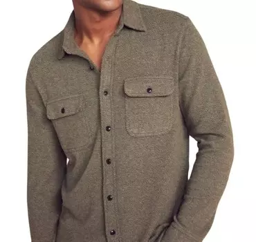 Рубашка-свитер Legend из оливкового меланжевого твила Faherty