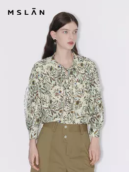 Рубашка свободная Mslan с завязками, миндальный