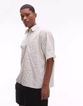 Рубашка свободного кроя ARKET из фактурного хлопка в цвете «добби» белого цвета