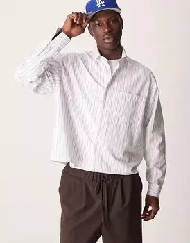 Рубашка свободного кроя ASOS DESIGN белого цвета с серой полоской