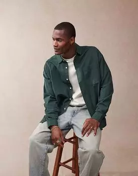 Рубашка свободного кроя ASOS DESIGN бутылочно-зеленого цвета