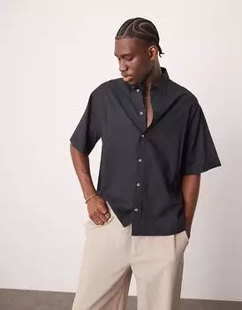 Рубашка свободного кроя ASOS DESIGN из льняного материала черного цвета