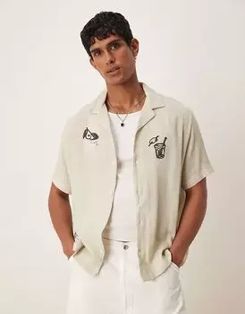 Рубашка свободного кроя ASOS DESIGN Revere с принтом в виде камня