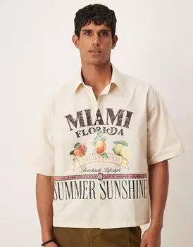 Рубашка свободного кроя ASOS DESIGN с принтом цвета экрю