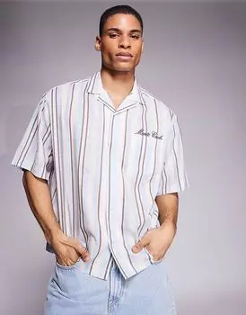 Рубашка свободного кроя ASOS DESIGN с вышивкой в полоску