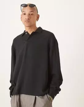 Рубашка свободного кроя ASOS DESIGN свободного кроя из смеси льна черного цвета