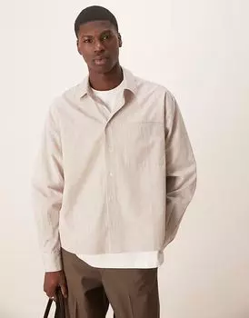 Рубашка свободного кроя ASOS DESIGN в бежевую полоску