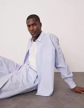 Рубашка свободного кроя ASOS DESIGN в синюю полоску, комплект