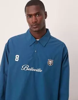 Рубашка свободного кроя ASOS DESIGN зеленого цвета с вышивкой